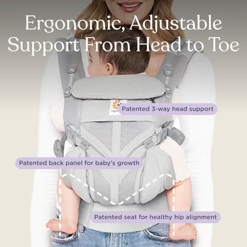 Ergobaby Omni Classic Mesh All-in-One Ergonomic Baby Carrier with Back and Belly Function Luminous Ivory - Image 4