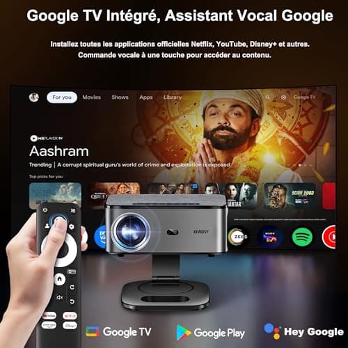 【1500 ANSI/Google TV/Auto Focus】 XIWBSY Projector 4K Supported, 38000 Lumen FHD, 360° Rotation, 4K Video Projector Voice Control, WiFi6 Bluetooth 5.3 Projector - Image 4