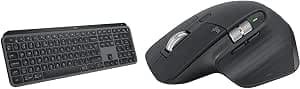 Logitech MX Keys S USB C Rechargeable Wireless Keyboard, French AZERTY, Grey MX Master 3S - Powerful Wireless Mouse with Ultra-Fast Scrolling, Ergonomic, Dark Grey