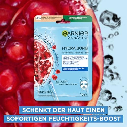 GARNIER Skin Active - Masque Visage Tissu Hydra Bomb - Super Hydratant & Repulpant - À Base De Grenade & Acide Hyaluronique - Vegan & Cruelty Free - Peaux Déshydratées - x1 - Image 5