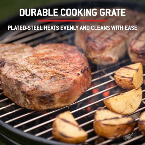 Weber Original Kettle Charcoal Barbecue Kettle with Enamelled Steel Lid and Bowl 57 cm Grill One-Touch Cleaning System Built-in Thermometer Tripod with Wheels Black - Image 8