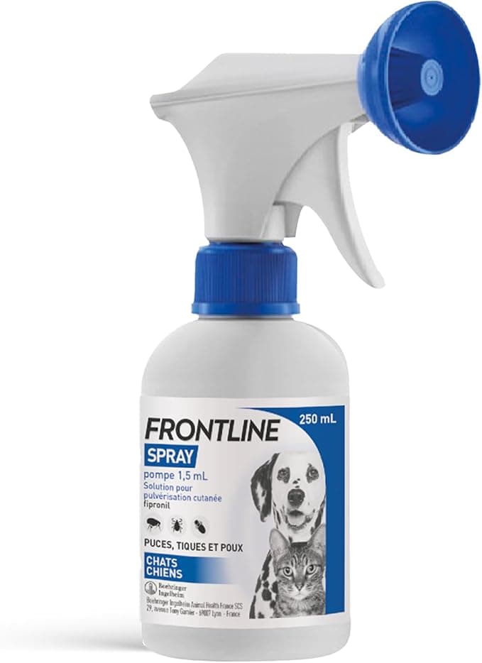 FRONTLINE Anti-Parasitic Spray for Cats and Dogs - Anti-Fleas, Ticks - Emergency Treatment for Massive Flea & Tick Infestation - for Dogs and Cats up to 5 kg - 250 ml