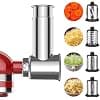 GVODE Stainless Steel Mandolin for KitchenAid Blender - KitchenAid Accessory with 4 Stainless Steel Blades, Dishwasher Safe (Silver) - Image 2