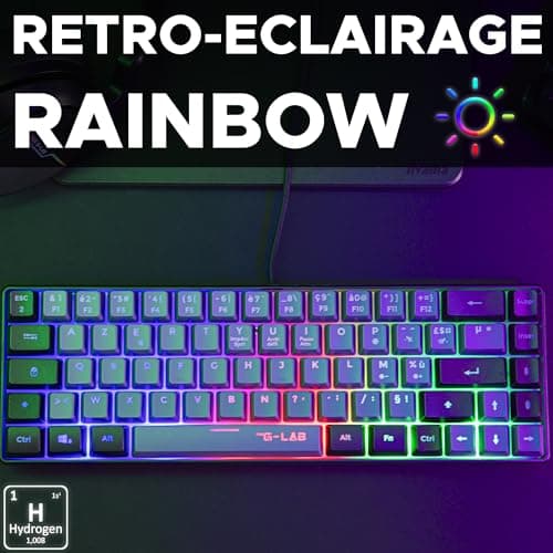 The G-LAB - Keyz Hydrogen, 60% Gamer Keyboard, Semi-Mechanical USB AZERTY FR, RGB Multicolour, Silent Gamer Keyboard, Compact Format TKL- Pc/PS4/PS5 - Grey and Black - Image 5