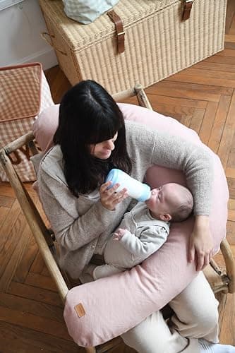Béaba, Big Flopsy, Nursing Pillow, Pregnancy Pillow, Multi-Function, Suitable for Sleeping/Nursing, Support, Hypoallergenic, Relaxation, Optimal Comfort, Soothing Night, Linen, Oekotex, Pink - Image 7