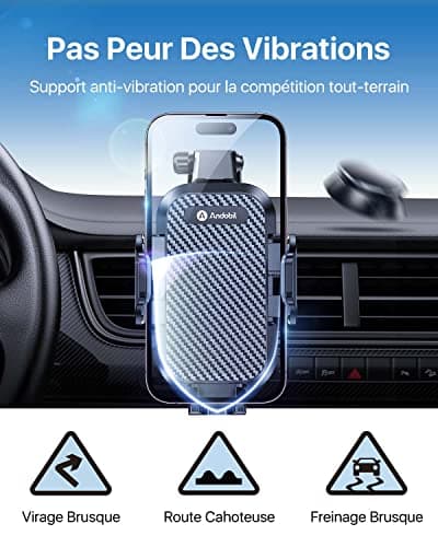 andobil Car Phone Holder, [3 in 1] [More Stable], Universal Car Mobile Phone Holder with Clip and Suction Cup 360° Rotation One-Hand Operation for All Phones (iPhone 16), Auto, GPS - Image 5