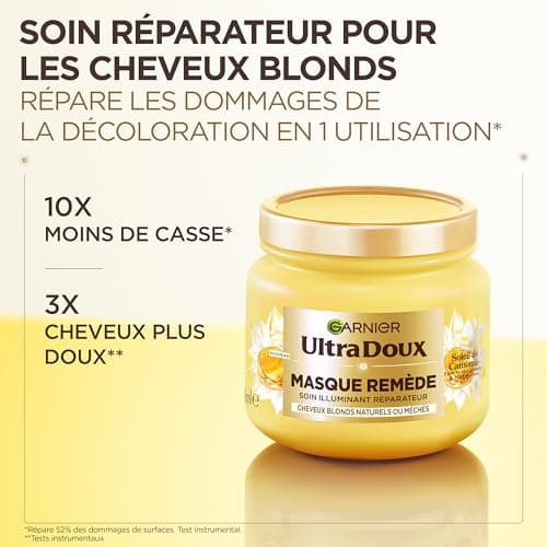 Garnier Ultra Doux Soleil de Camomille Masque Illuminant Réparateur 340ml - Homme & Femme - Image 4
