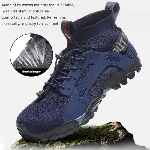 Hiking Shoes Men Women Boots Outdoor Trekking Trail Shoes Non-Slip Walking Shoes Breathable Sneakers, Blue, 42 EU - Image 6