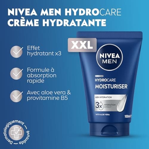 NIVEA MEN - Daily Face Moisturizing Cream - Immediate Hydration & 48H - Hydrocare - XXL Size - Aloe Vera & Pro-Vitamin B5-3 Moisturizing Effects - Non Greasy, Non Sticky - 100 ml - Image 4