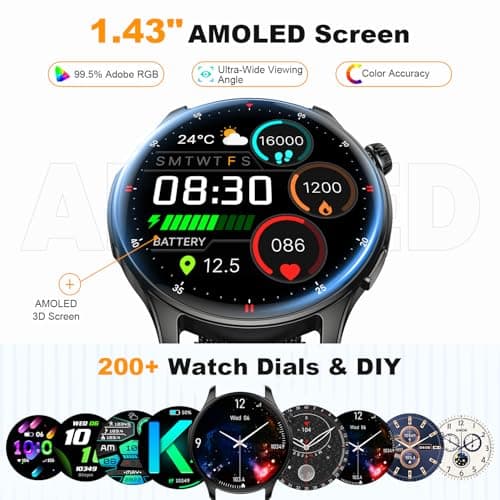 Montre Connectée Homme Femme Smartwatch: Etanche Fitness Smart Watch avec Appel Bluetooth Fréquence Cardiaque Spo2 Sommeil Moniteur 120+ Modes Sport Podomètre Montre Intelligente pour Android iOS - Image 7