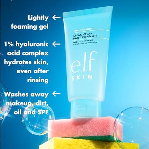 e.l.f. Skin Holy Hydration! Clean Freak Daily Cleanser Mini nettoyant doux et hydratant pour le visage à l'acide hyaluronique, végétalien et sans cruauté envers les animaux, 30 ml - Image 3