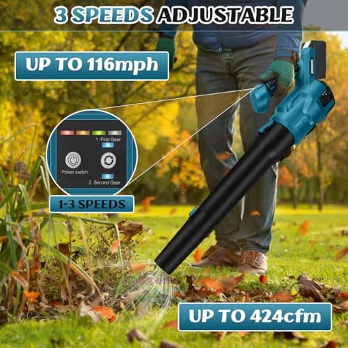 Cordless Leaf Blower for Makita 18V Batteries, Cordless Battery Blower with 3 Speed, Brushless Motor, Hand Leaf Blower for Patio, Lawn (without Battery) (MT) - Image 3