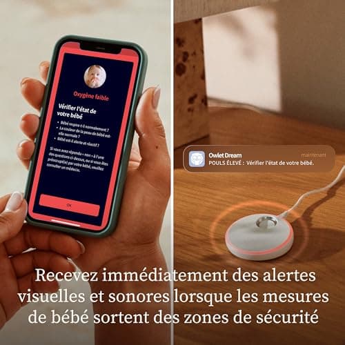 Owlet Dream Sock® - Système de surveillance intelligent pour bébé - Suivi en direct de la fréquence cardique et de l'oxygène du nourrisson - Dusty Rose - Image 5