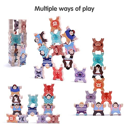 TUMAMA Stick and Stack Jeux en Bois Blocs d'Équilibre, Stick et Stack Jeu d'Empilage de Puzzles pour Enfants, Hercule Les Anime Educatif Montessori Jouet Balancier 3 4 5 6 Ans Garçons Filles (12pcs) - Image 4