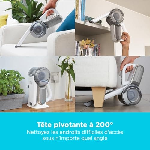 BLACK+DECKER Aspirateur à Main sans Fil 18 V avec tête pivotante, 8 Positions de Nettoyage, Station de Charge et Accessoires, PV1820L-QW - Image 3