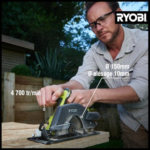 RYOBI - ONE+ circular saw 18 Volts - Ø150 mm, 4700 rpm, Comes with a 18-tooth blade 150 mm bore 10 mm and a 4Ah battery & its charger - R18CSP-140GZL - Image 6