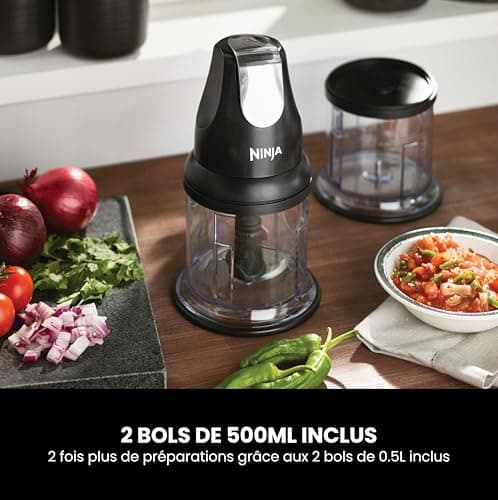 Ninja Express Chop NJ1002EUBK Mini Electric Herb Vegetable Chopper Chopping Chopper Mincer Mincer Mincer for Sauces, Purees and Soups Black Compact Blender - Image 7