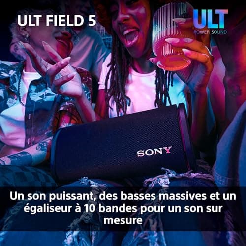 Sony ULT Field 5 - Powerful Bluetooth Portable Speaker, 25 Hour Battery, 2 ULT Power Sound Modes, IP67, Waterproof and Dustproof 360° Lighting, Removable Shoulder Strap, Compact - Black - Image 5