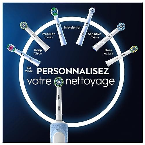Oral-B Vitality Pro Brosse à Dents Électrique, Bleu, 1 Brossette Nettoyage 2D, Élimine la Plaque Dentaire, 3 Modes de Brossage, Minuteur, Rechargeable - Image 6