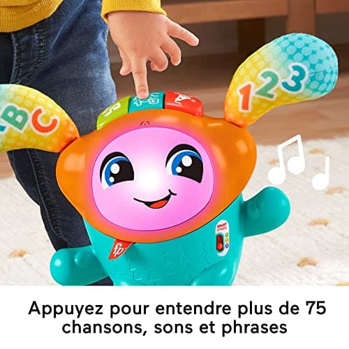 Fisher-Price Mon Petit DJ | Petit Robot Jouet sur Ressort 4 en 1 | Jouet Interactif Bébé 9 Mois à 36 Mois | Jouet Educatif Musical et Lumineux pour Apprendre en S'amusant | Version Française, HJP88 - Image 5