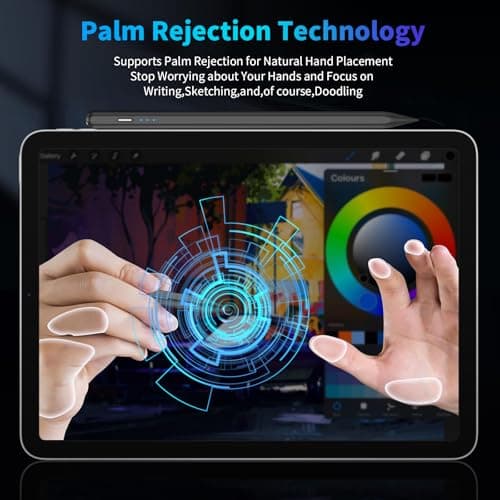Stylus Pen for Apple iPad 2018-2025, Pencil Quick Charge, Palm Reject, Tilt Detection, Compatible iPad A16/10/9/8/7/6,Pro 11/12.9,Air 3/4/5/M2/M3,Mini 5/6 (Black) - Image 6