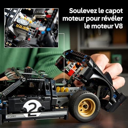 LEGO Technic La Voiture de Course 1966 Ford GT40 MKII - Maquette Collector pour Adulte - Set Mécanique avec Moteur V8, Superbes Couleurs & Accessoires - Cadeau pour Fans de Sport Automobile 42223 - Image 6