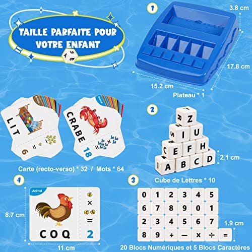 Educational Games 3 4 5 6 7 8 Year Old Girl Toy 3-8 Years Gift Child 3-6 Years Boy Learn to Read French Board Games Letter Scrabble - Image 7