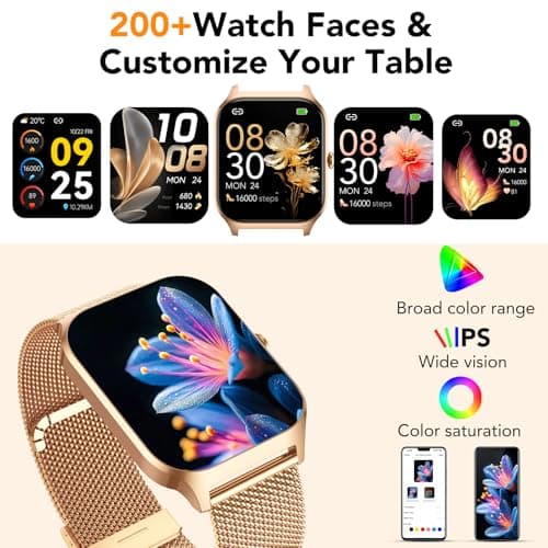 CASCHO Montre Connectée Femme avec Appel Bluetooth,1.85" HD Smartwatch Femme avec Fréquence Cardiaque/Sommeil/SpO2, 120+ Modes Sportifs, IPX7 Étanche Fitness Tracker, Doré et Rose pâle - Image 5