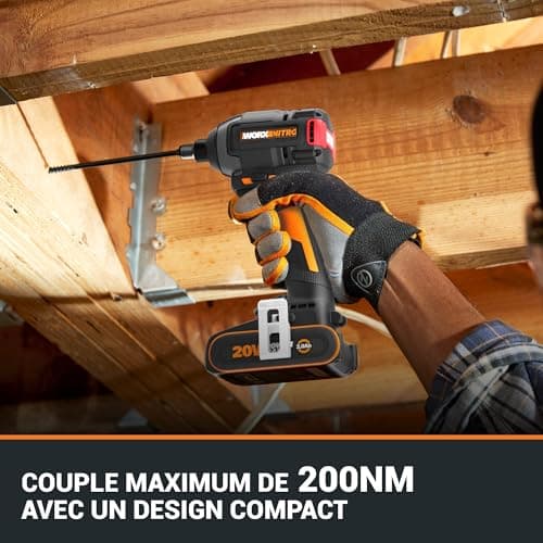 WORX Visseuse à chocs sans Fil 20V WX265.9, Couple Max de 200 Nm, 3 Vitesses, Moteur Brushless, Applications Multiples, Compacte et Ergonomique, Eclairage LED, Sans Batterie ni Chargeur - Image 7