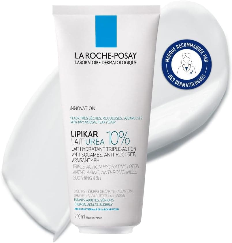 La Roche-Posay, Lipikar Urea 10%, Lait Hydratant Anti-Sécheresses et Anti-Irritations, Idéal Peaux Très Sèches, Soin Triple Action, Enrichi en Beurre de Karité, 200 ml - Image 1