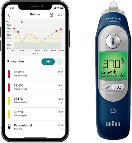 Braun ThermoScan® 7+ connect Ear Thermometer | Compatible with Braun Family Care™ App | Age Precision® Technology | Colour Coded Digital Display - Image 1