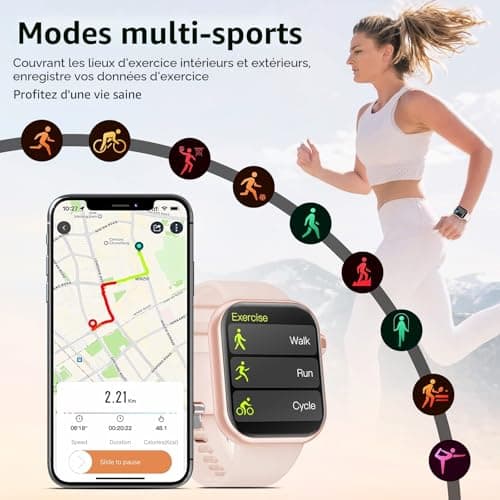 Smart Watch for Men Women 1.85 inch Screen Bluetooth Call Handsfree Answering Smart Watch with Pedometer Heart Rate Monitor Fitness Watch for Android - Image 7