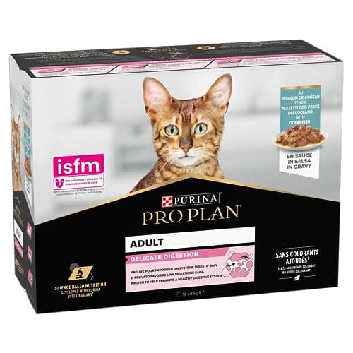 PURINA PRO PLAN | DELICATE DIGESTION | Complete Food for Adult Cats | Helps Promote a Healthy Digestive System | Sliced in Sauce | Fish | Individual Serving | Pack of 4 x (10 x 85g) - Image 4