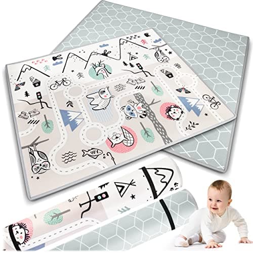 Nukido Double Sided Play Mat for Baby - Floor Mattress for Nursery - Foldable Play Mat - Play Mat for 0-6 Months - Grey - 150 x 180 x 1.5 cm - Image 2