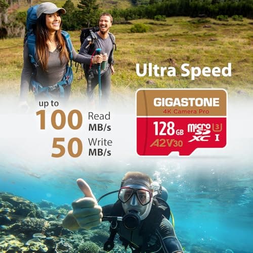 Gigastone 128GB Micro SD Card, 4K Video Recording for GoPro, Action Camera, DJI, Drone, Nintendo Switch, R/W up to 100/50MB/s MicroSDXC UHS-I U3 A2 V30 C10 Memory Card - Image 3