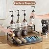 Tiroir de rangement de café, 3 niveaux pour 8 bouteilles de sirop avec tiroir pour dosettes Nespresso, peut contenir jusqu'à 30 grandes ou 40 petites capsules, pour Cuisine, Maison, Bureau - Image 3