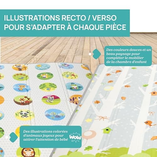 Chicco Maxi Play Mat for Babies, Size 200 x 180 cm, Giant, Thickness 1.2 cm, Foldable, Reversible, with Animals and Landscape, for Children's Room, Extra Soft, 0 Months and More - Image 6