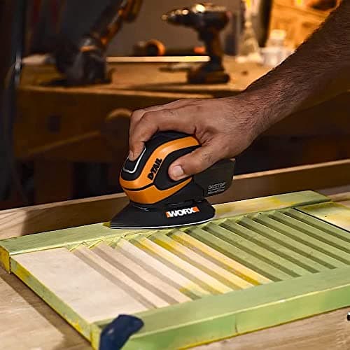 WORX Ponceuse Delta Multifonction 65W WX648, Enlèvement de Matière Elevé sur le Bois, Système de Fixation Rapide de l'Abrasif, Système Anti Poussière, Confortable, Livré Avec Accessoires - Image 6