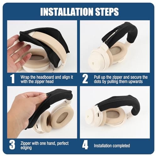 Padded Headband Cover for Sony Headphones - Compatible with MDR1A, MDR-1ADAC, MDR-1ABT, MDR-1AM2, MDR1RNC and Other Models - Comfort and Durability (Black) - Image 7