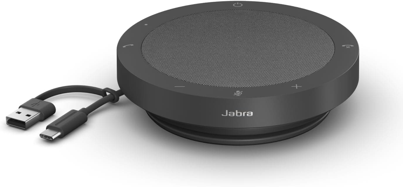 Jabra Speak2 40 - Wireless Speakerphone with 4 Noise Cancelling Microphones, 50mm Speaker, Wide Band Sound, USB A and USB C Connection - MS Teams Certified - Dark Grey