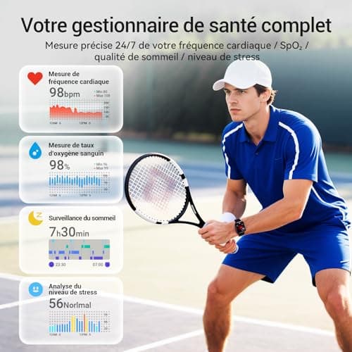 Men's Women's Smart Watch, Amoled Screen 1.85 Inch Smartwatch for Samsung iPhone Android, Men's Watch 5ATM 120+ Sports Modes SpO2/Sleep/Heart Rate/Pedometer/Calories Monitor - Image 6