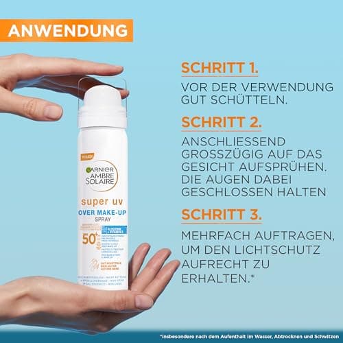 Garnier Ambre Solaire Super UV Over Maquillage Spray SPF 50+ - Image 4
