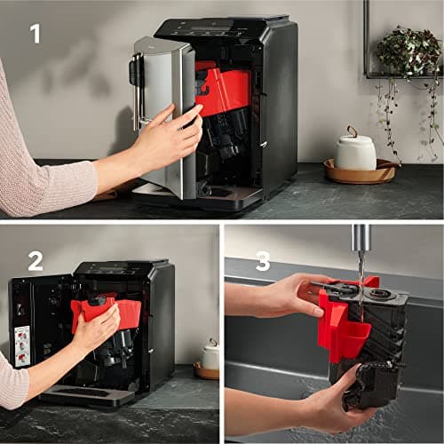 SIEMENS, fully automatic coffee machine, EQ300, ceramDrive, milkPerfect, oneTouch function, piano black, TF301E19 - Image 7