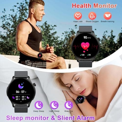 Montre Connectée Homme Femme Smartwatch: Etanche Fitness Smart Watch avec Appel Bluetooth Fréquence Cardiaque Spo2 Sommeil Moniteur 120+ Modes Sport Podomètre Montre Intelligente pour Android iOS - Image 4