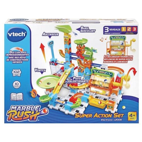 VTech - Marble Rush, Electronic Ball Circuit Super Action Set Electronic L200E, Building Set, 102 Pieces, 10 Balls, Gift for Children from 4 Years Old - Image 7