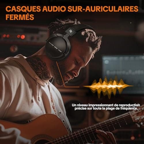 W550X Professional Studio Headphones, Closed Over-Ear Headphones with Leather & Velvet Cushions and Detachable Cables for Recording, Mixing, Mastering, DJ Monitoring, Gaming - Image 3