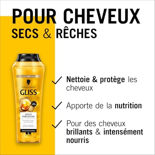 GLISS - Schwarzkopf - Nutrition Shampoo - Precious Oil - Silicone-Free - Nourishes - Provides Softness & Shine - Dry & Coarse Hair - 100% Stronger Hair - Normal Care - 250ml - Image 4