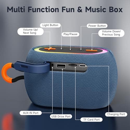 Tisco Portable Bluetooth Speaker 15W Powerful Bluetooth 5.3 Speaker with Powerful Bass, 2500mAh 24H Battery Life, IPX5, Pairing TWS, AUX/USB/TF Card, for Party/Travel/Outdoor, Blue - Image 3