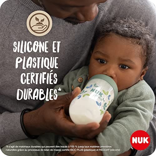 NUK for Nature Perfect Start Baby Bottle Set | 0-18 Months | Silicone Breast Dummy | 4 Anti-Colic Bottles, 2 Teats | Durable and BPA-Free Materials | 6-Piece Set - Image 5