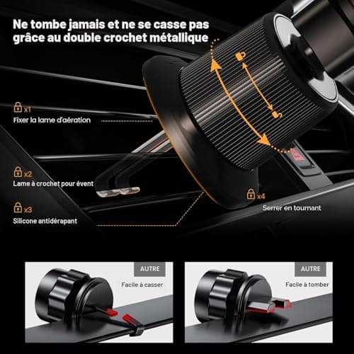 Miracase Car Mobile Phone Holder [Double Hook More Stable] Car Air Vent Cell Phone Holder Universal 360° Holder for iPhone 16 Pro Max 15 14 - Image 3